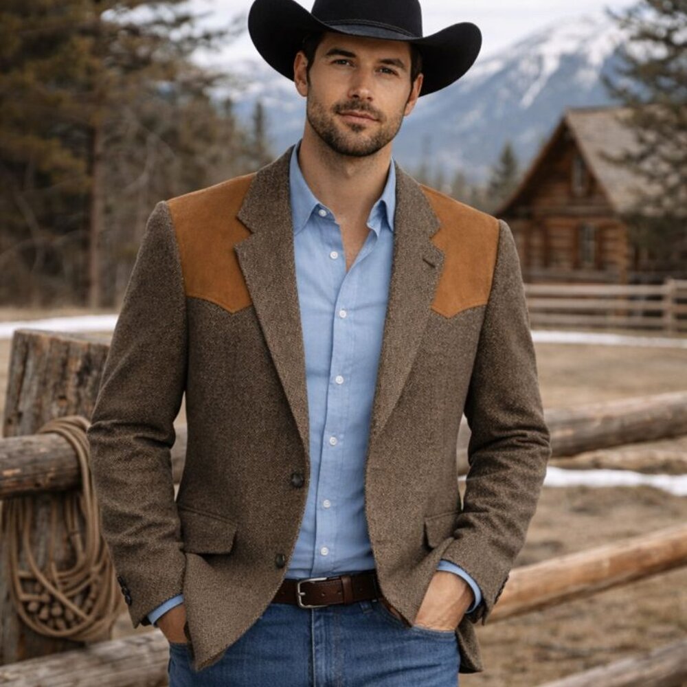 Pendleton Men’s Blazer Wool Herringbone Western S… - image 1